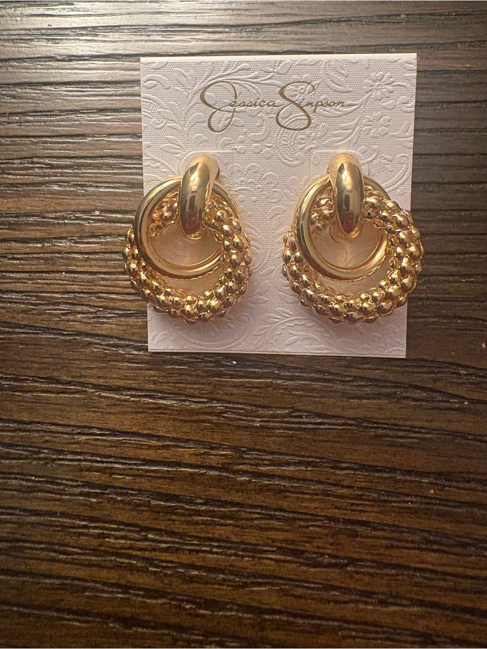 NEW Jessica Simpson Gold Textured Earrings
